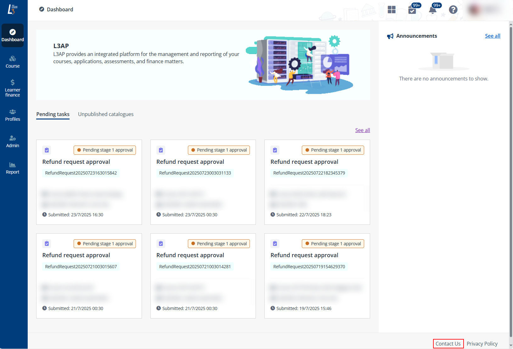 The Contact Us link.