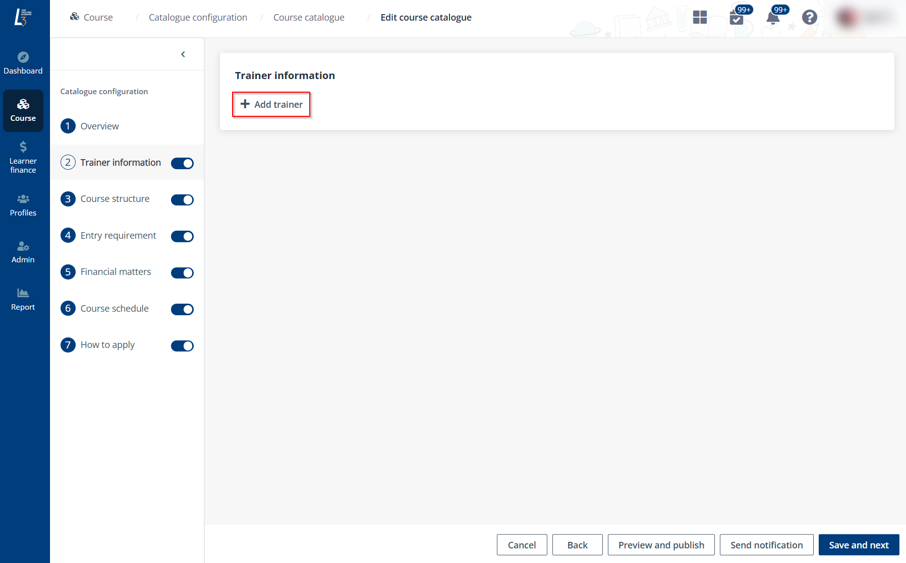 Click Add trainer. Click Add trainer.