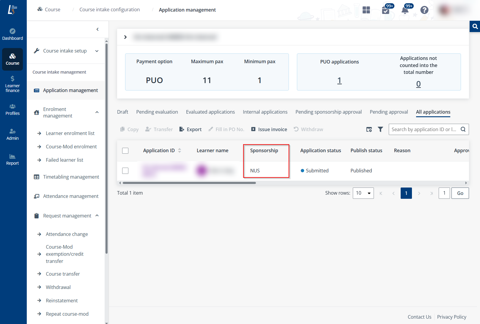 Internal application.