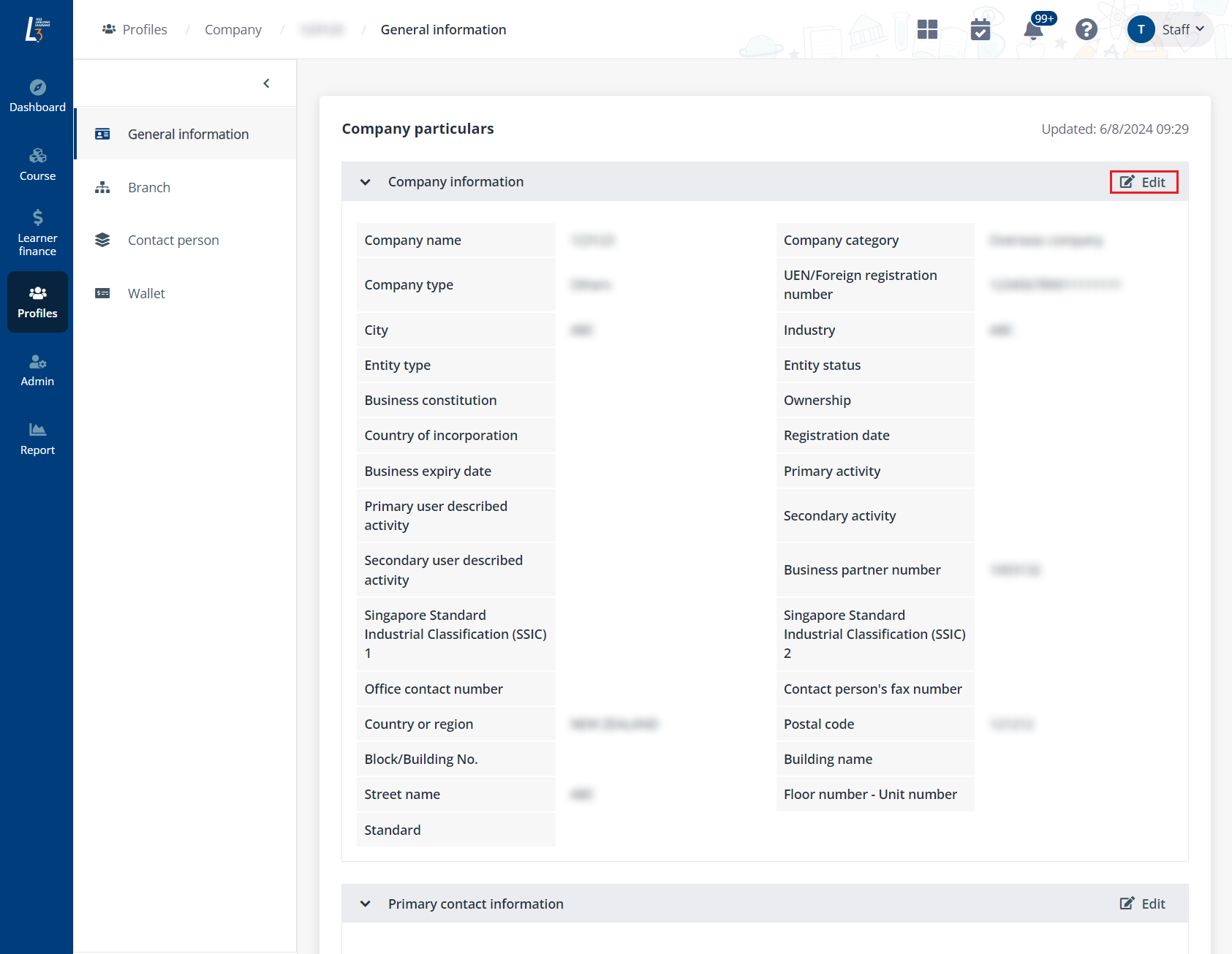 Edit general information.