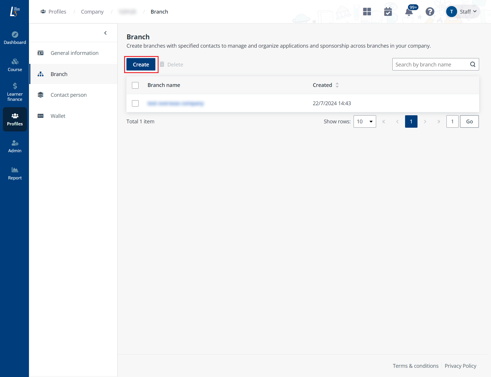 Create a branch. Create a branch.