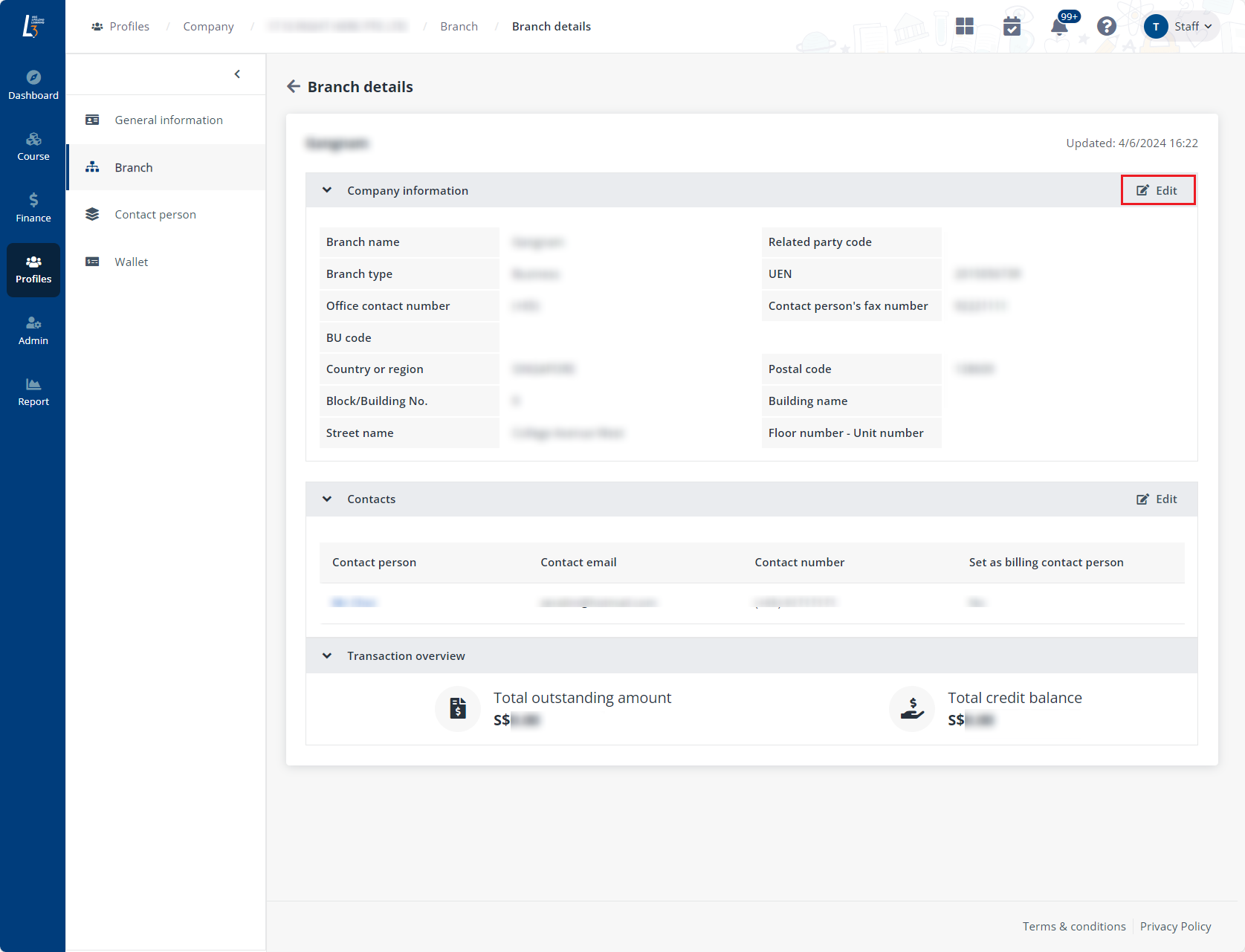 Edit company branch. Edit company branch.