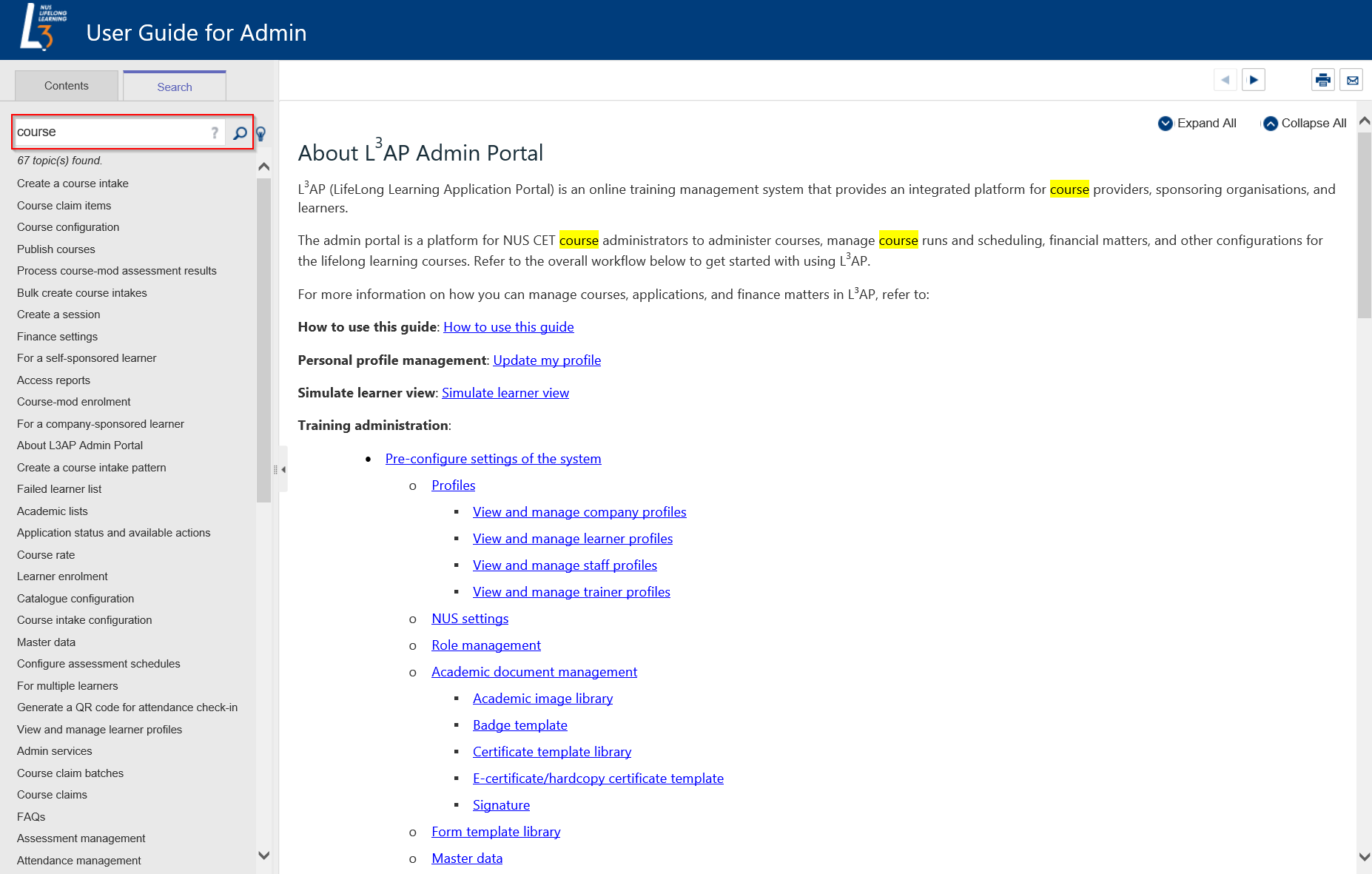 Search by keyword in the guide.