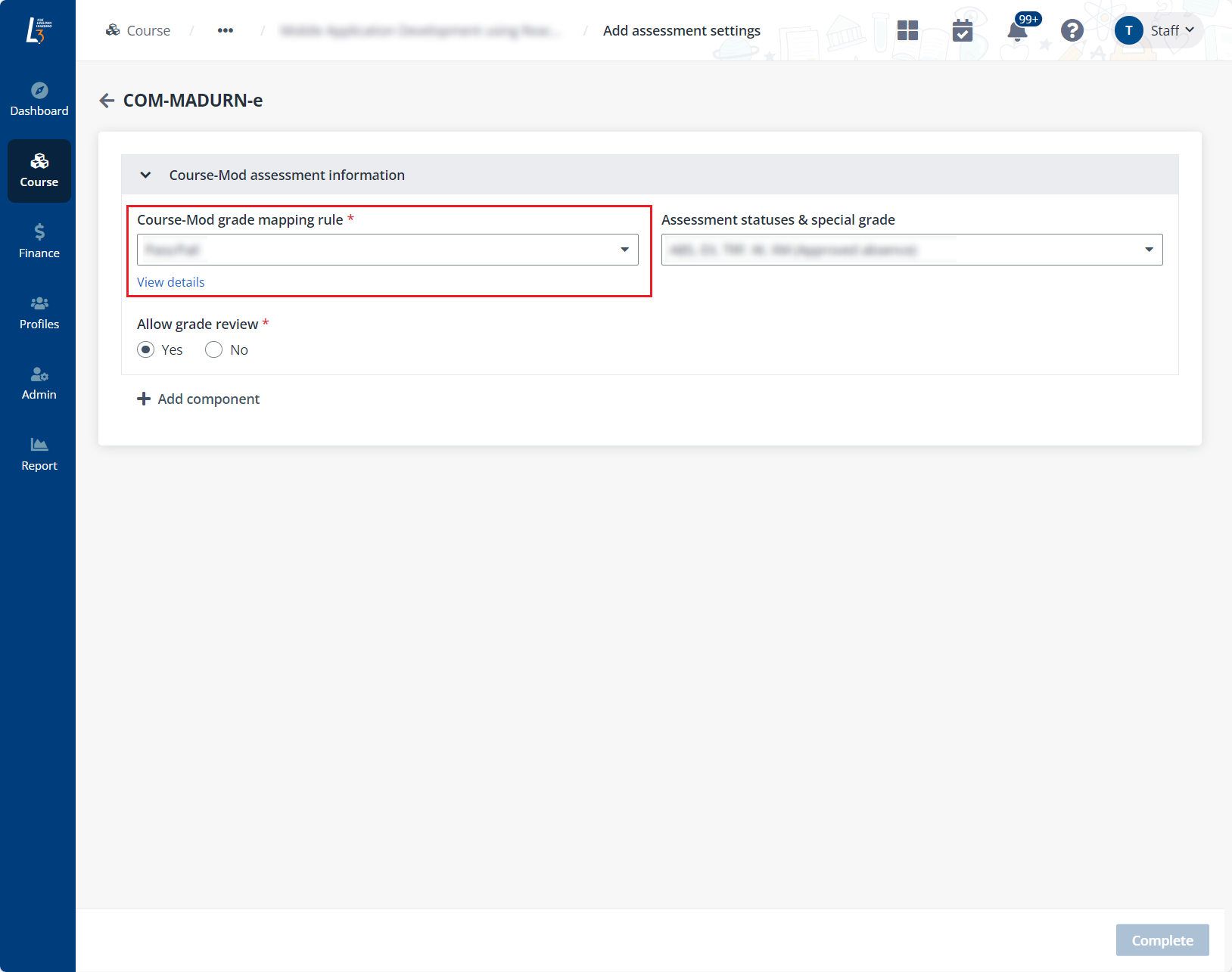 Course-Mod assessment information Course-Mod assessment information