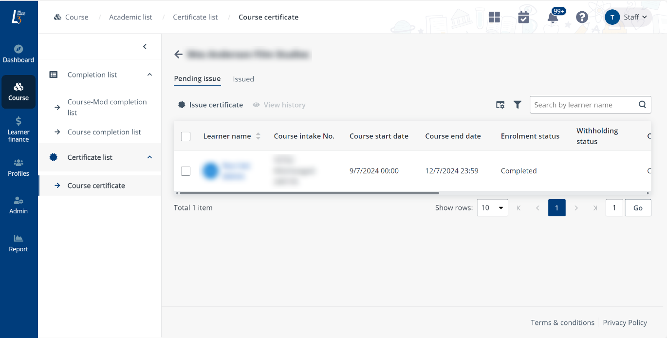 Course certificate. Course certificate.