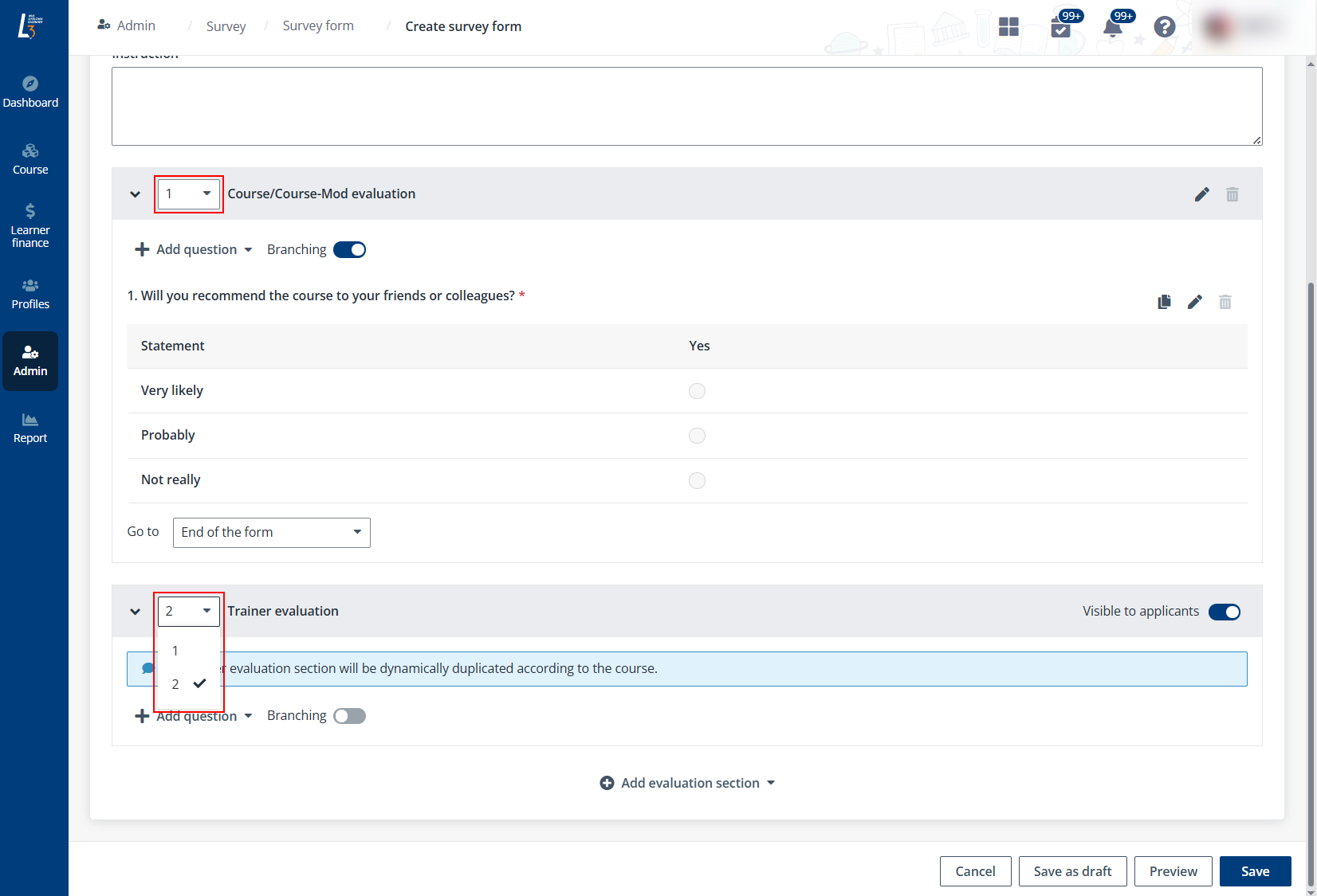 Configure section orders. Configure section orders.