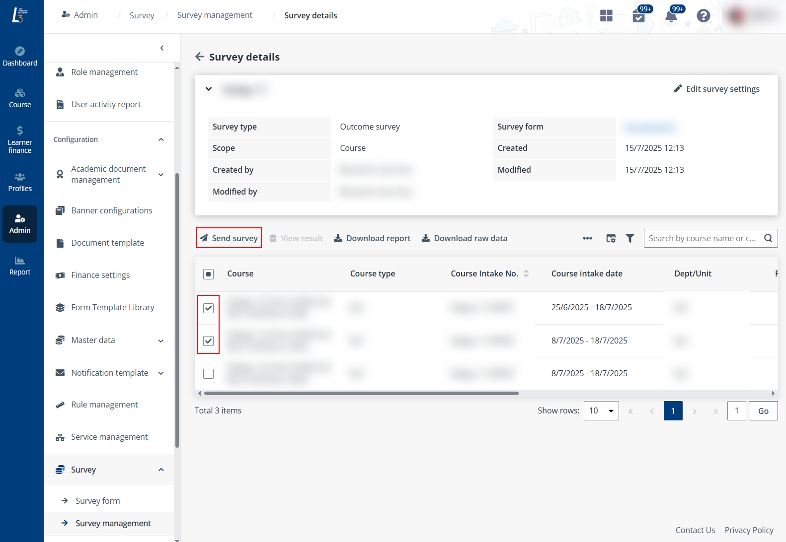 Click Send survey. Click Send survey.