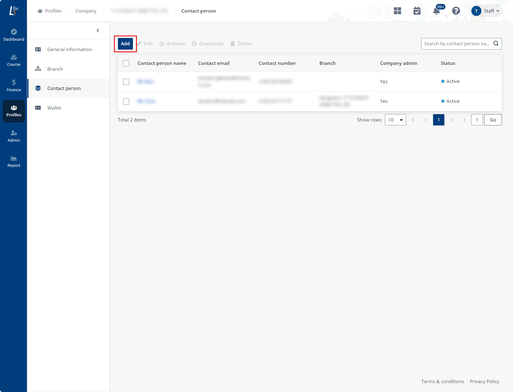 Add contact person. Add contact person.