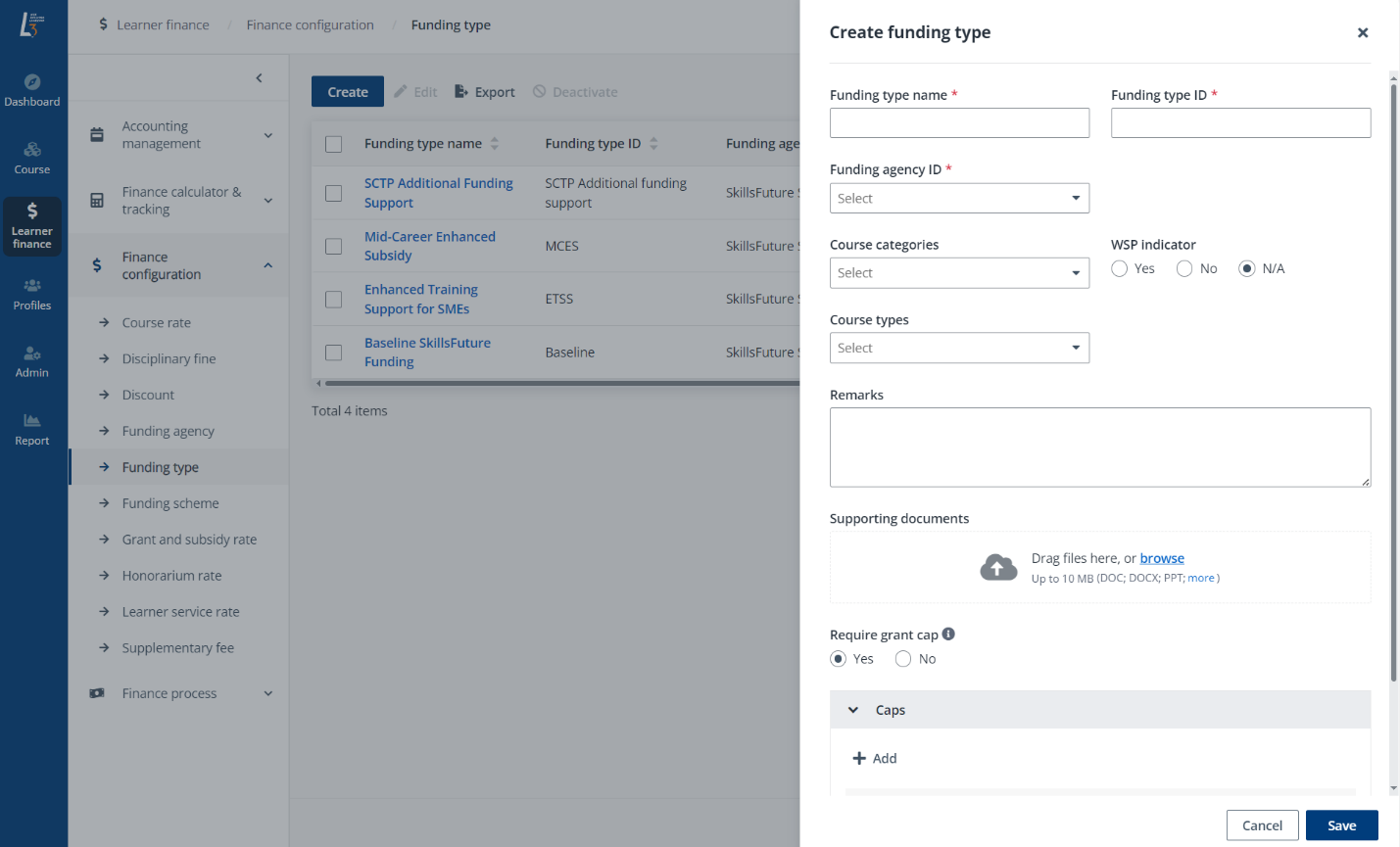 Create funding type.