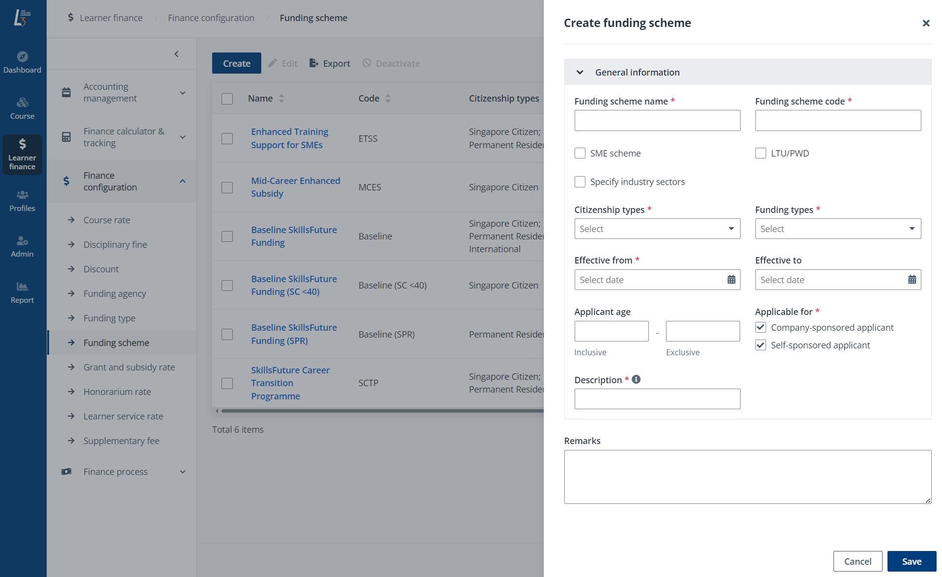 Create funding scheme.