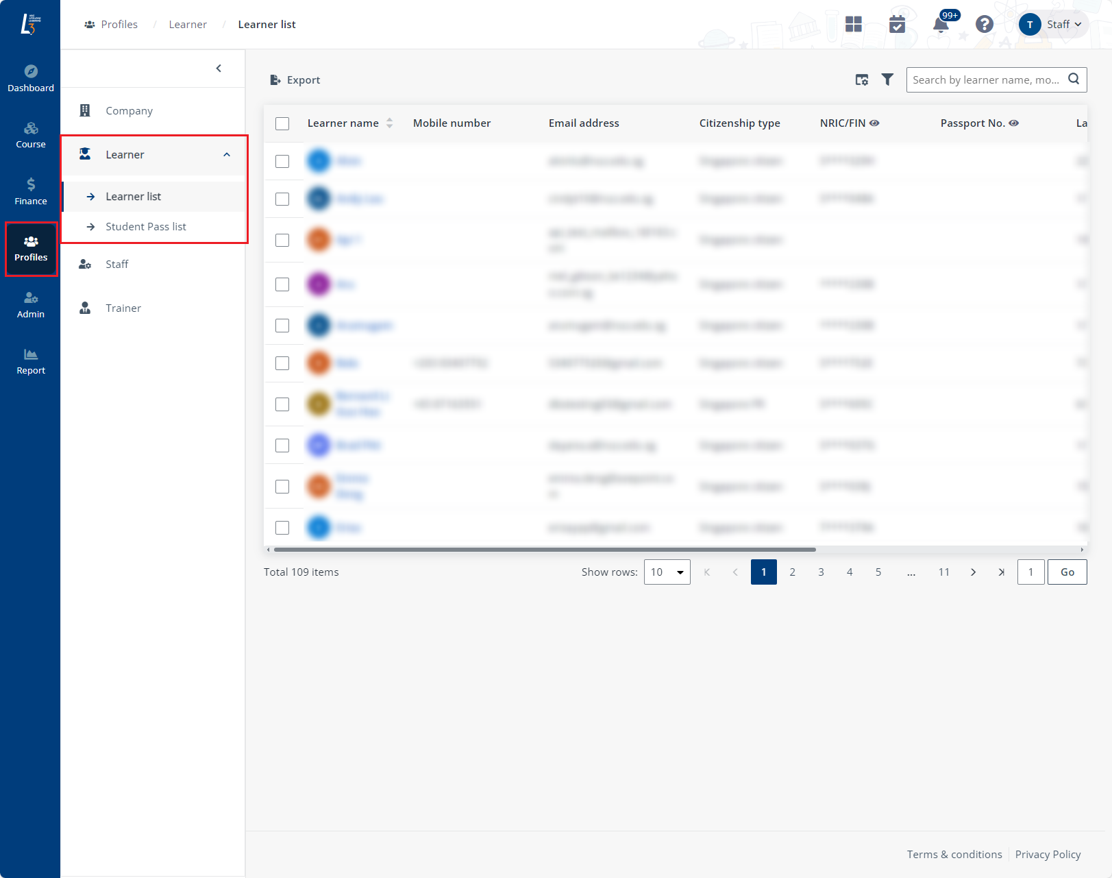Profile > learner Profile > learner