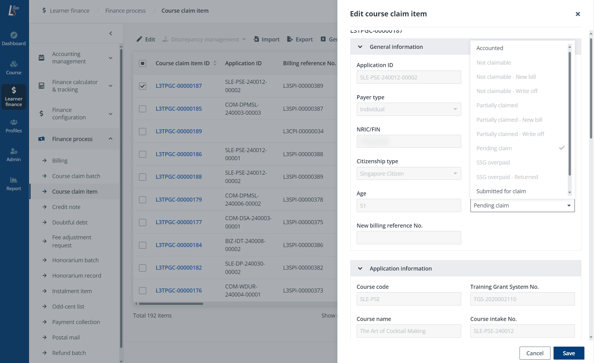 Edit course claim item. Edit course claim item.