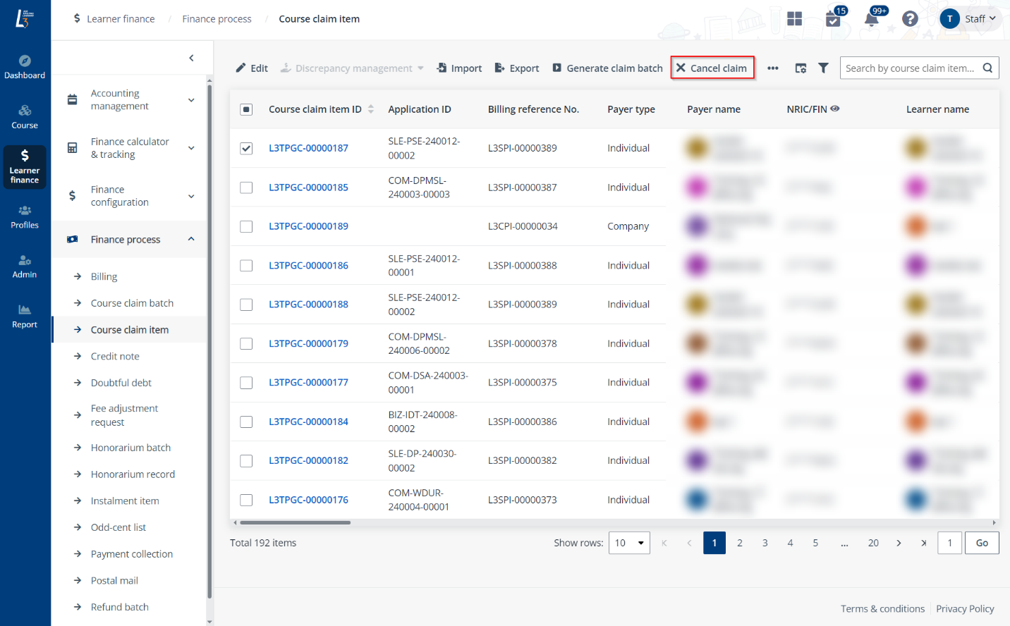 Cancel claim. Cancel claim.
