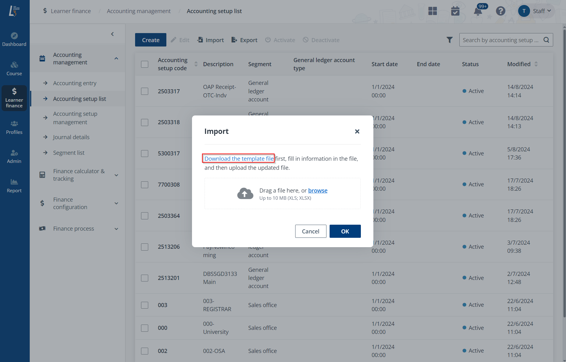 Download the accounting setup template. Download the accounting setup template.