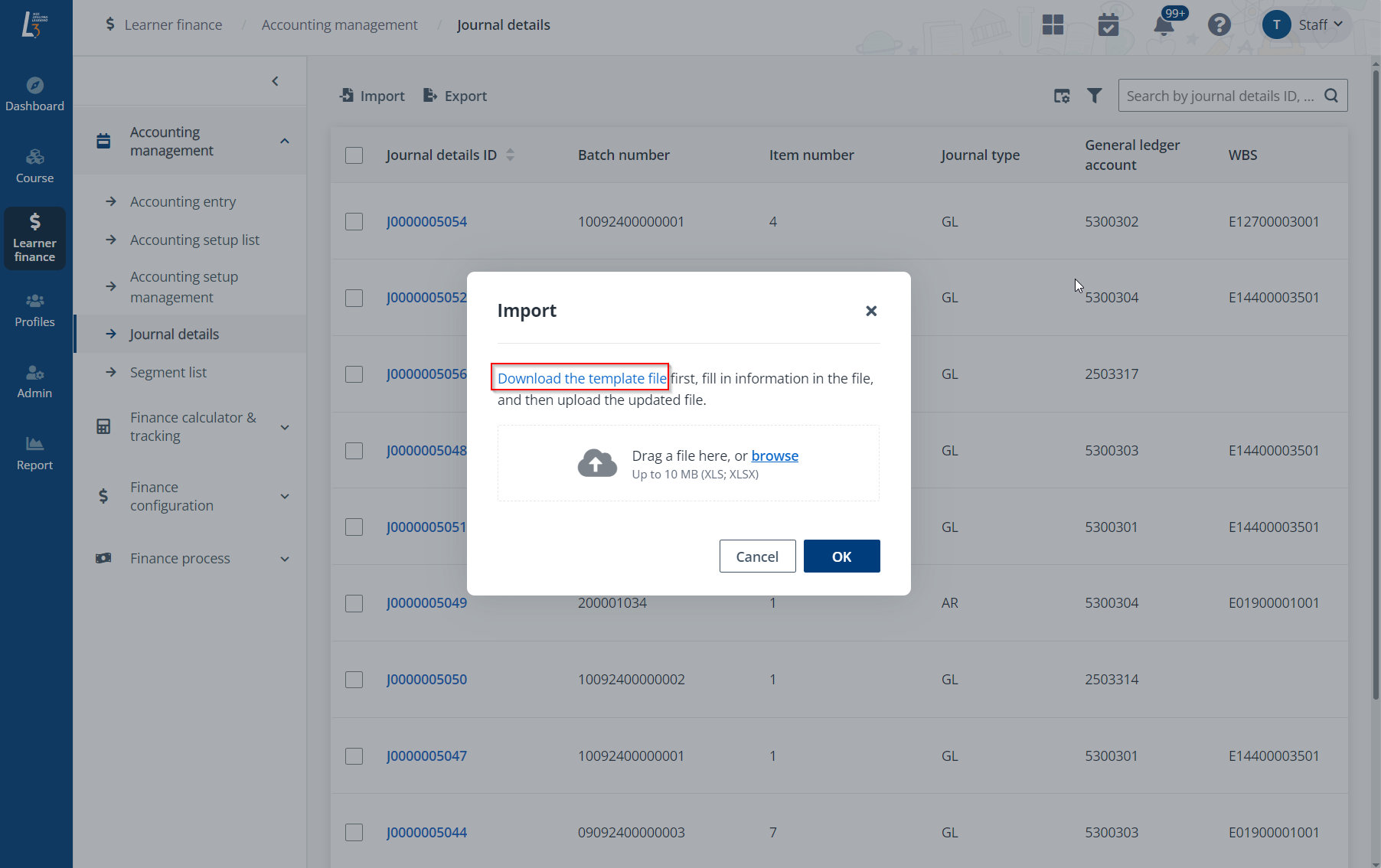 Downloadd the template file.