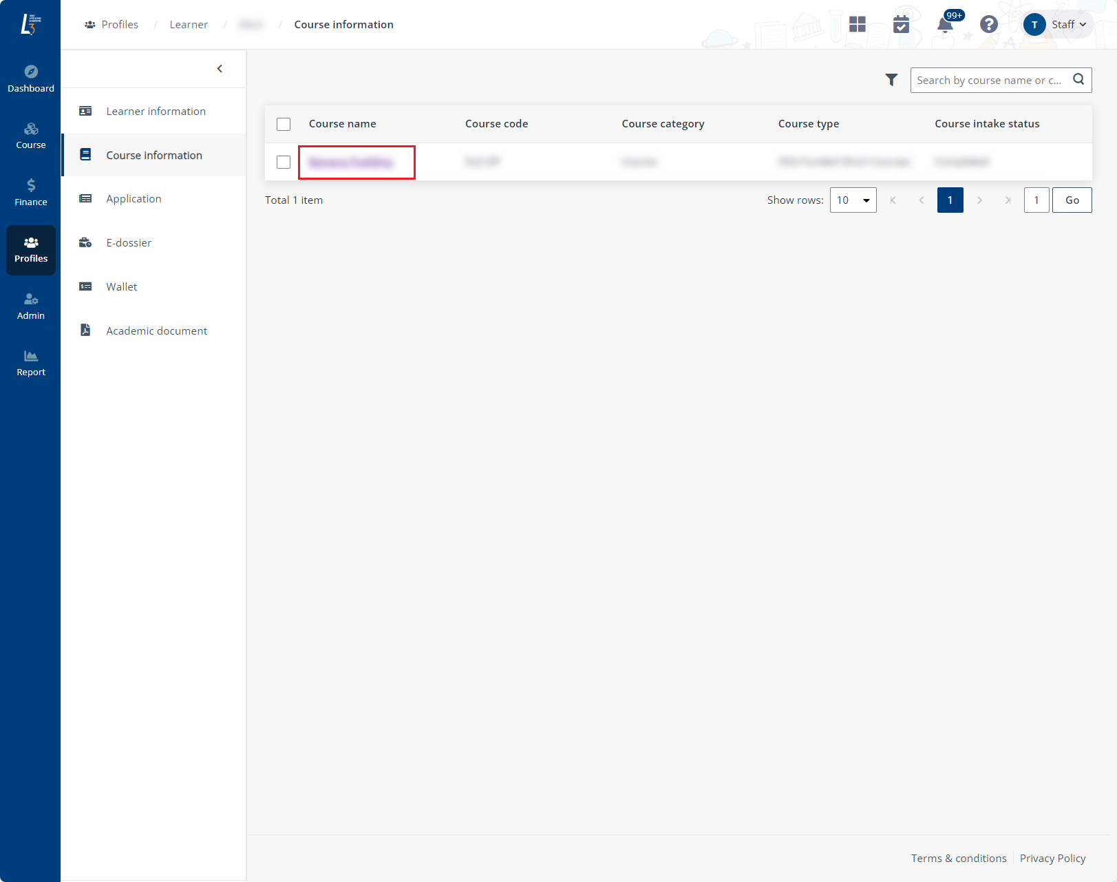 View course intake details. View course intake details.