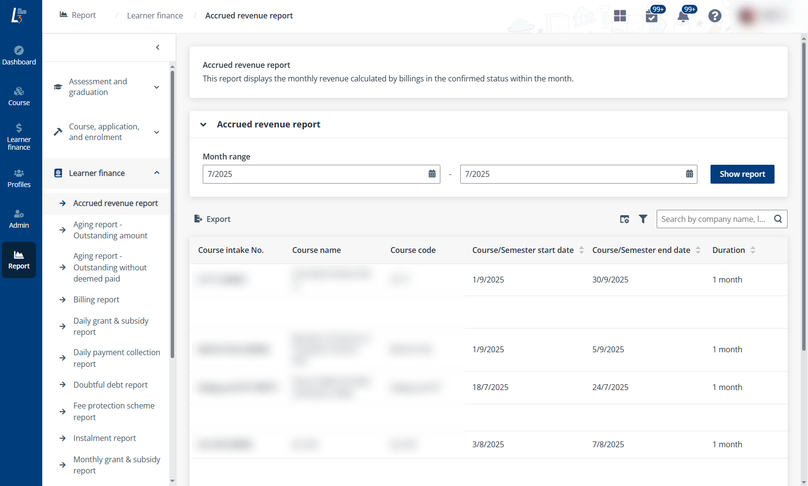 Accrued revenue report. Accrued revenue report.