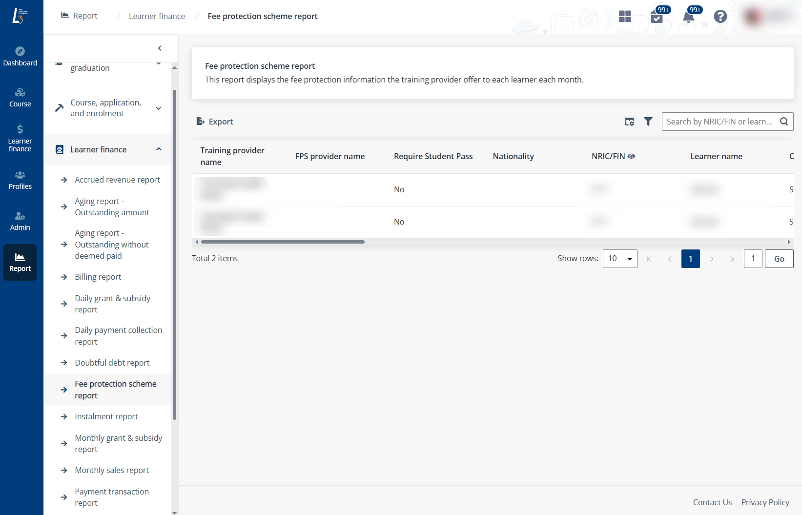 Fee protection scheme. Fee protection scheme.