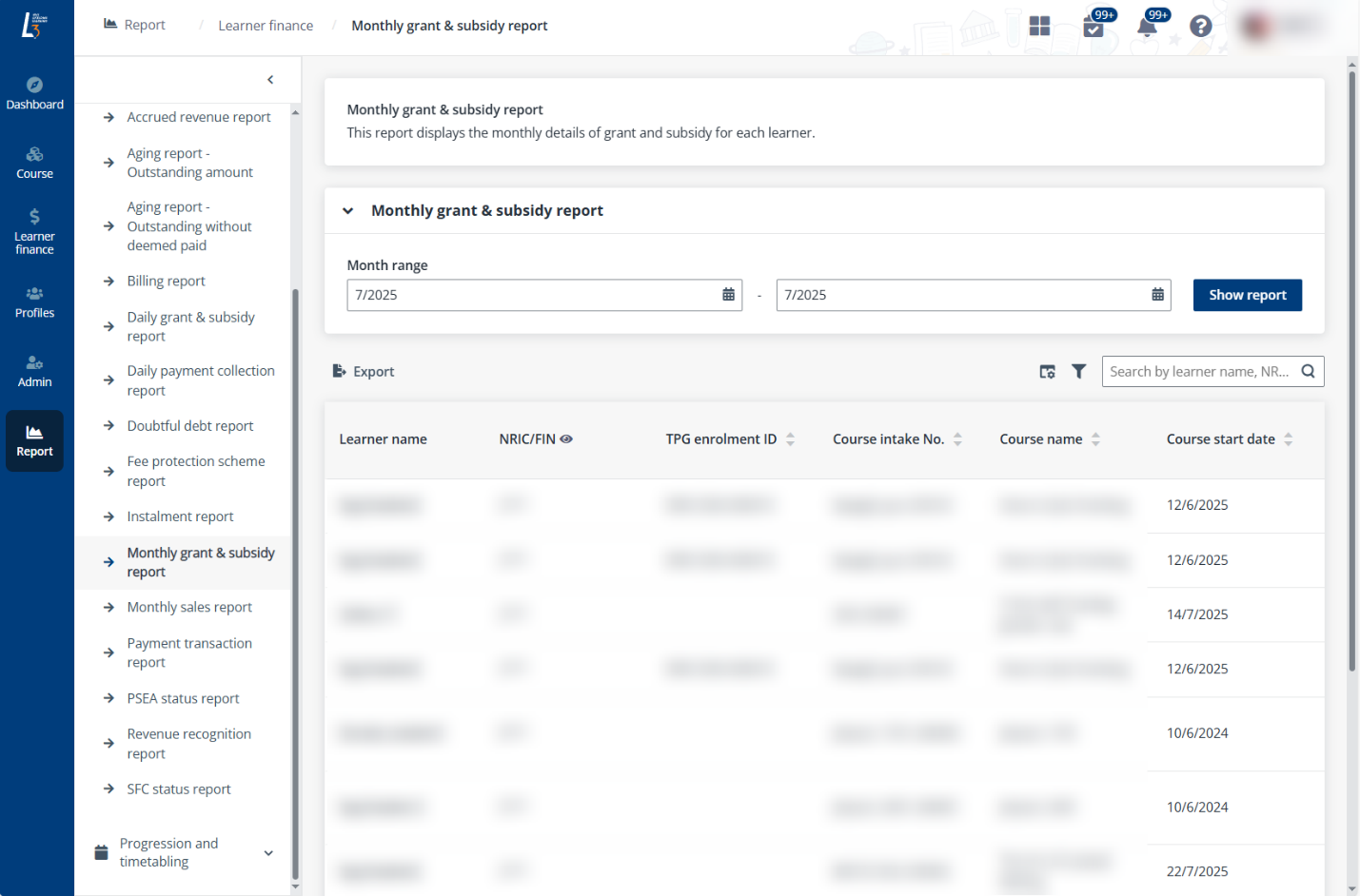 Monthly grant & subsidy report. Monthly grant & subsidy report.