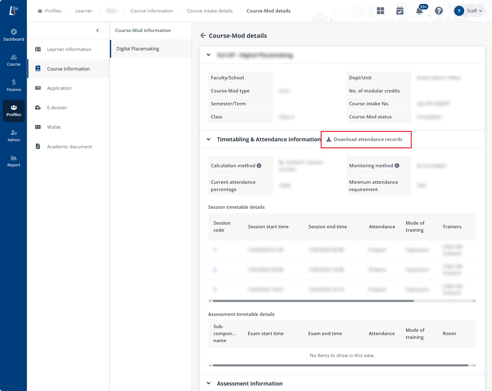 Download attendance records Download attendance records
