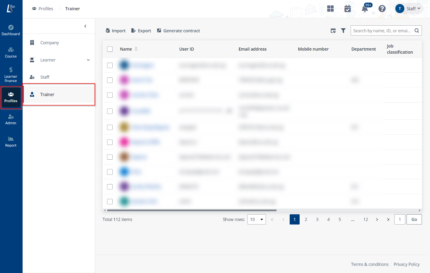 The Trainer page. The Trainer page.