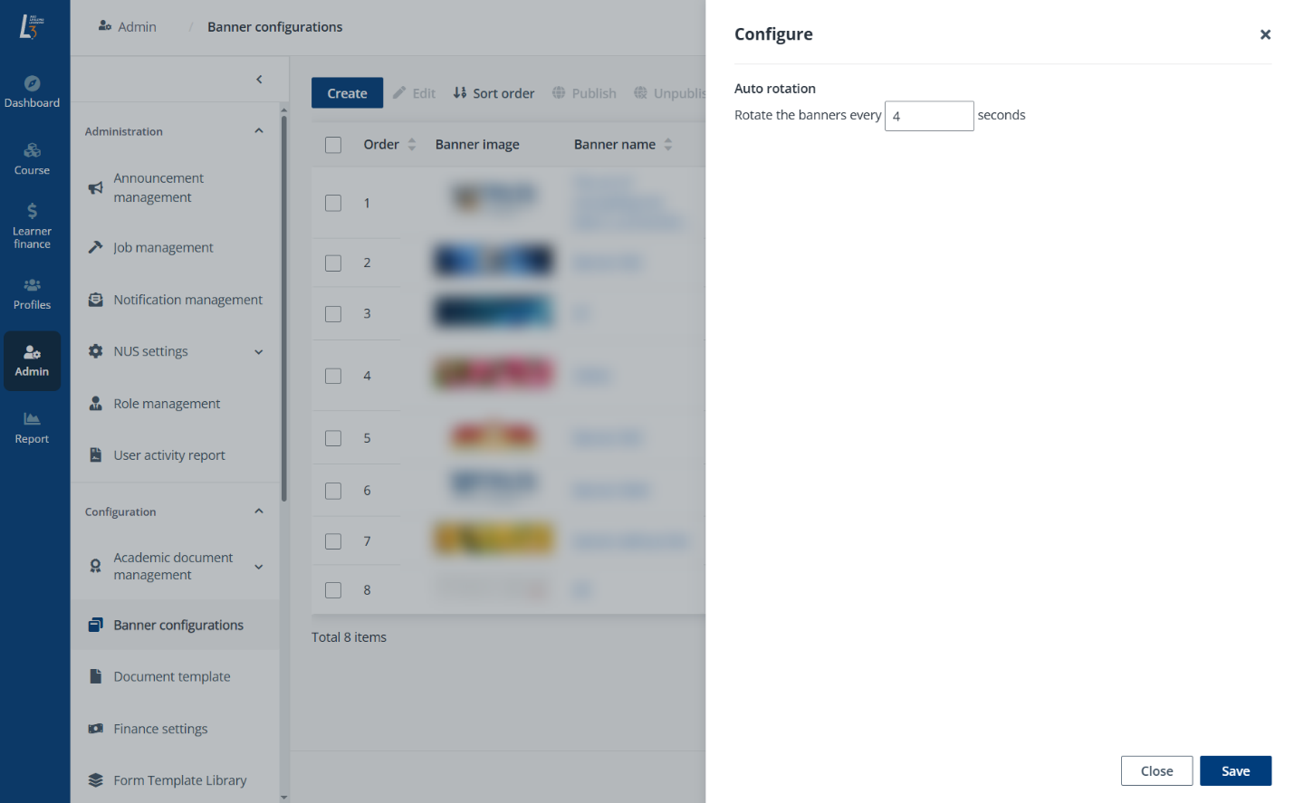 The Configure panel.