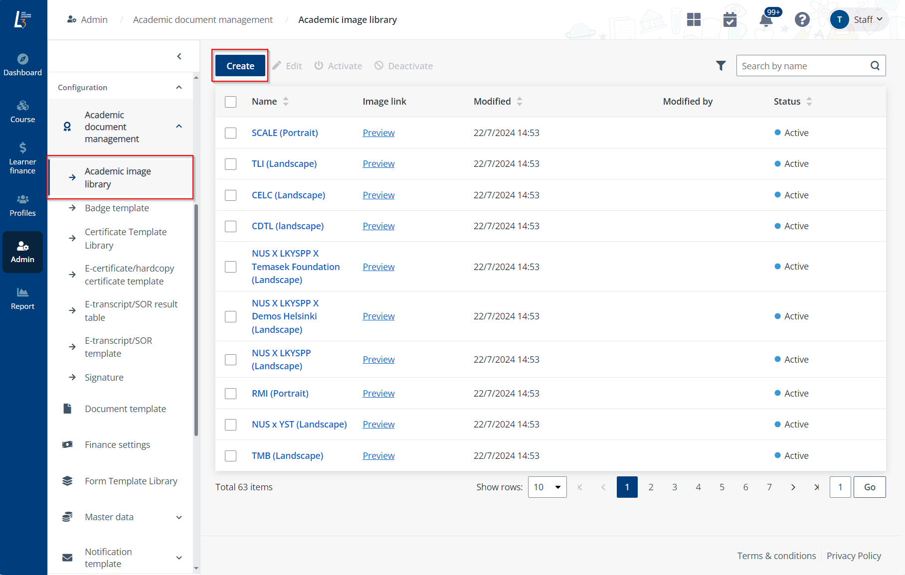 Create in Academic image library.