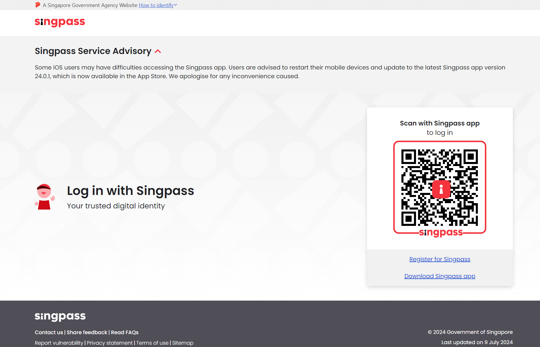 Log in with Singpass.