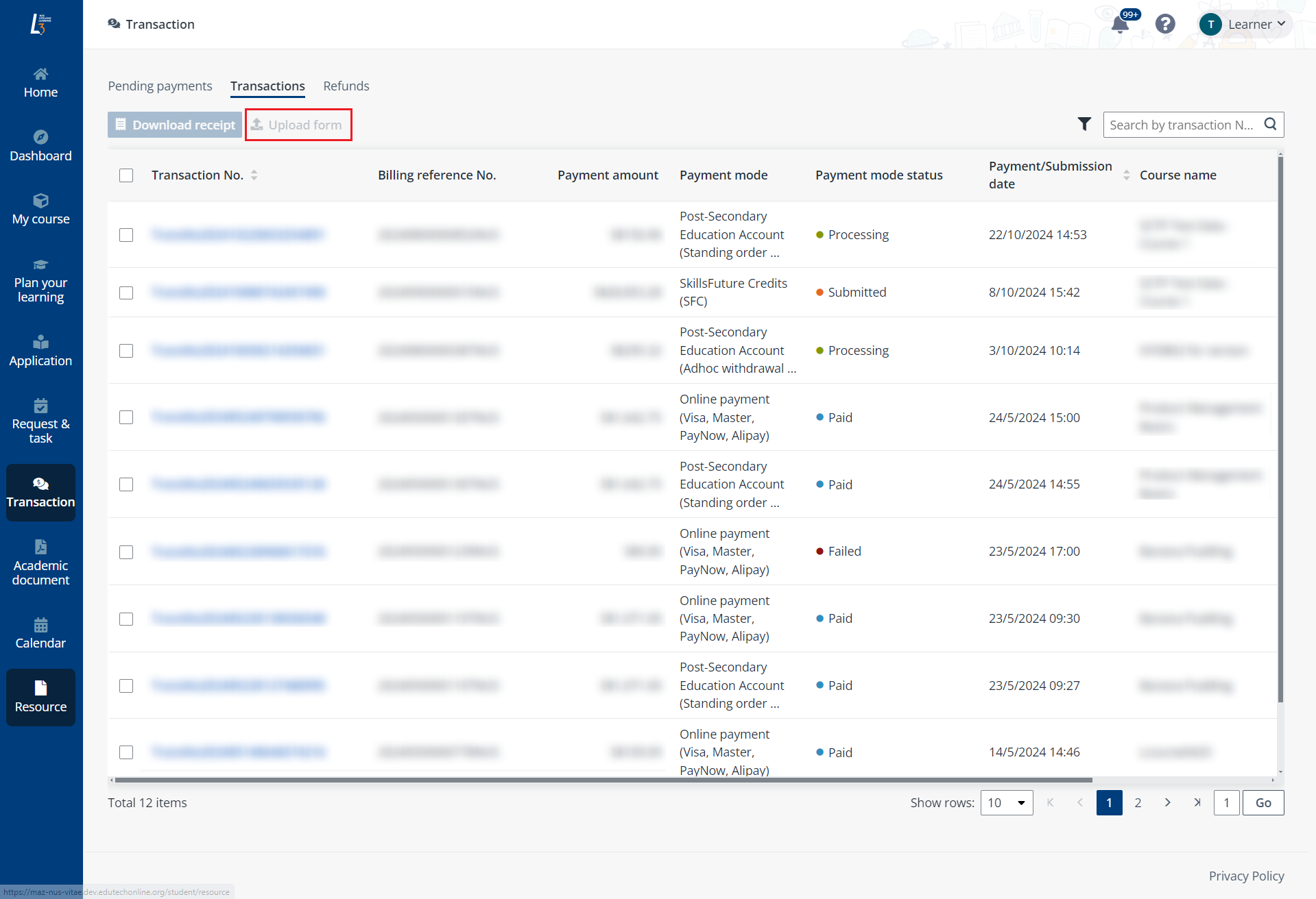 Upload form.