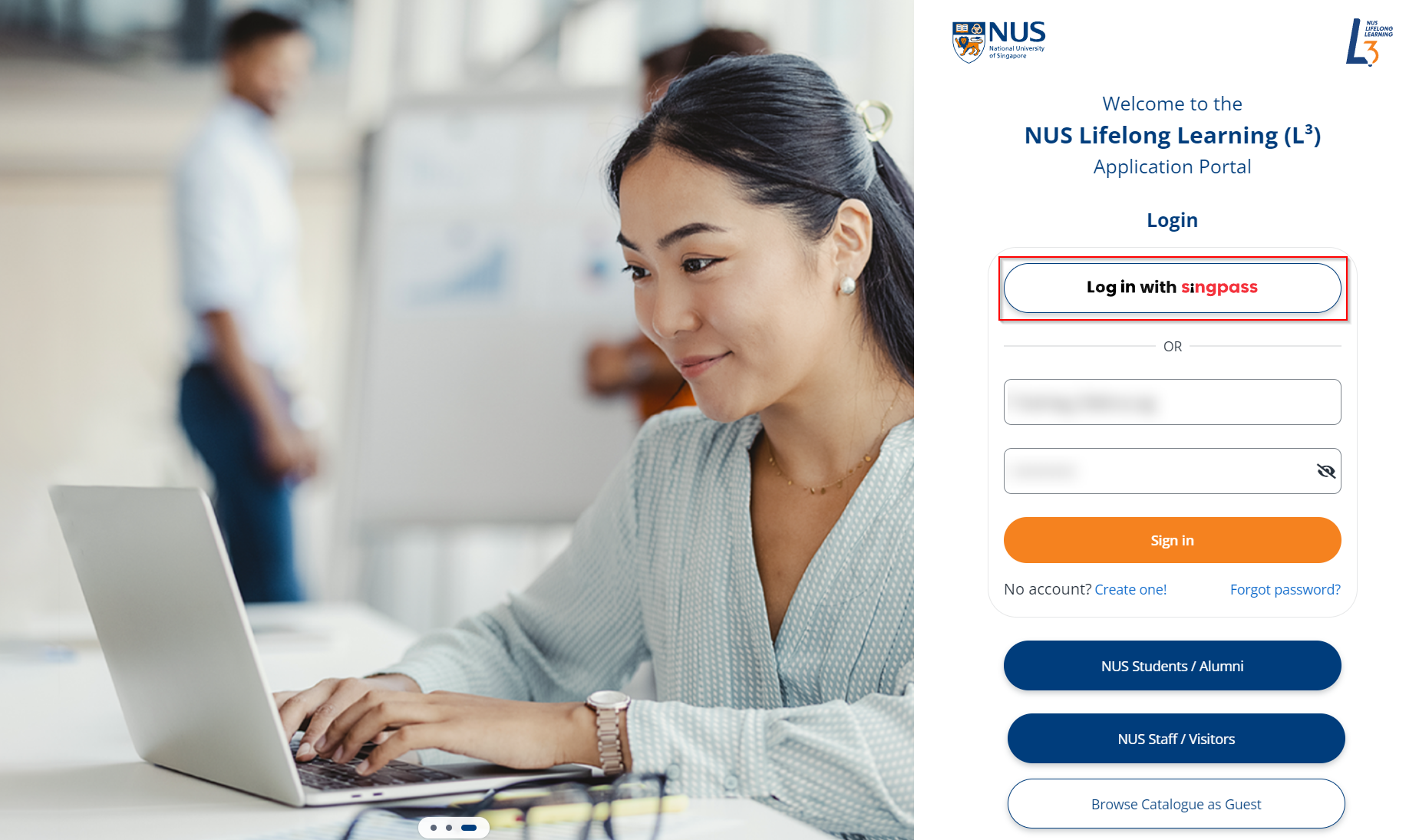 Log in with Singpass.