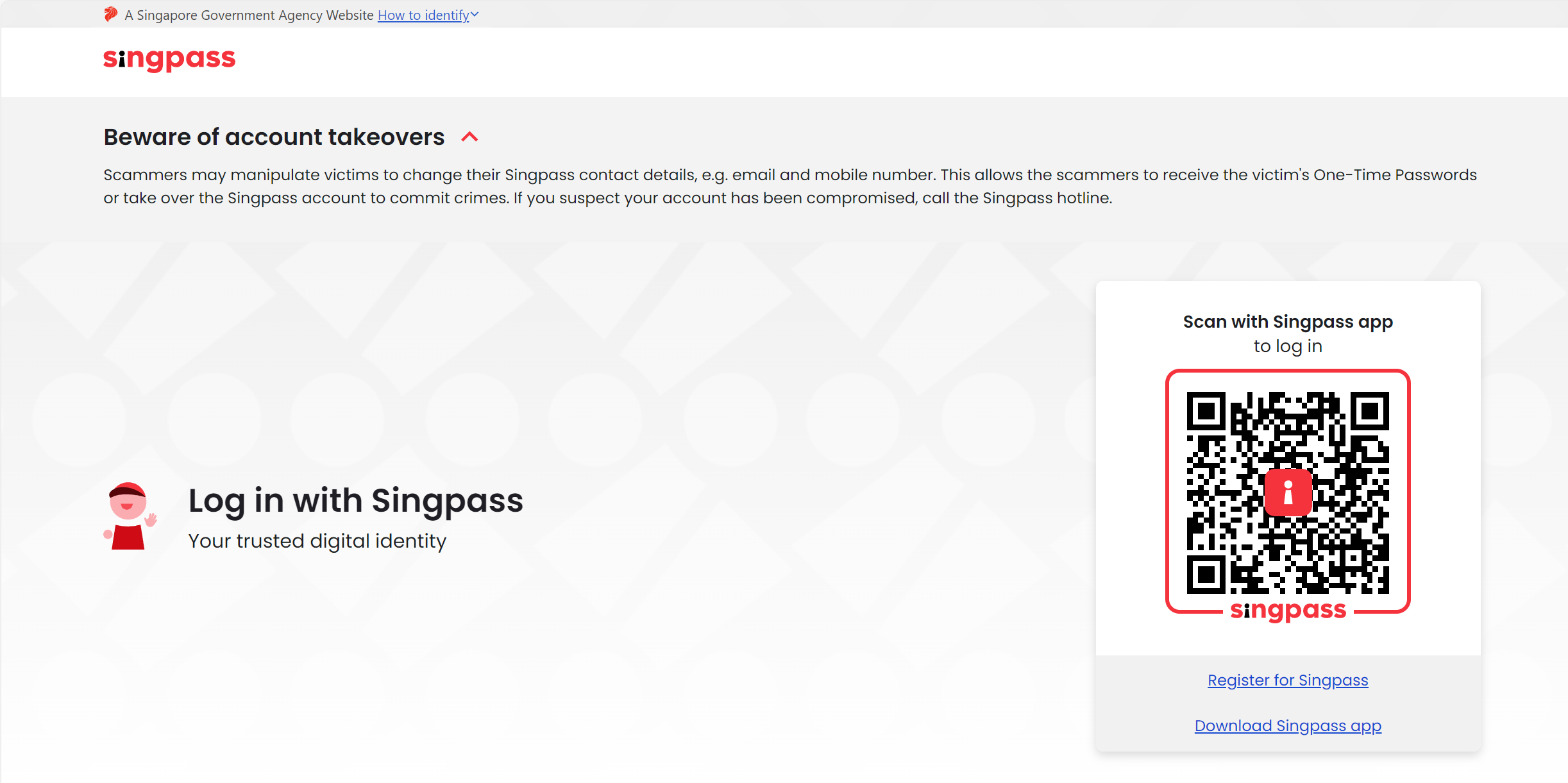 Log in with Singpass.